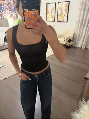 Wilfred Black Square-Neck Corset Camisole